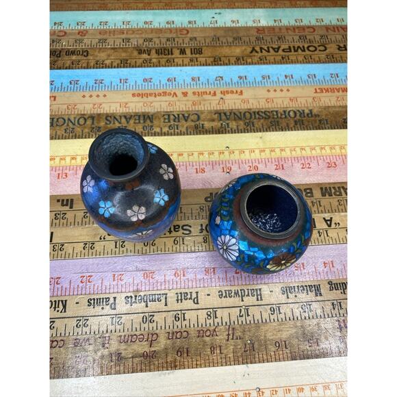Japanese CLOISONNE Enamel on Bronze Vase & Ginger Jar Period Floral - Picture 3 of 15